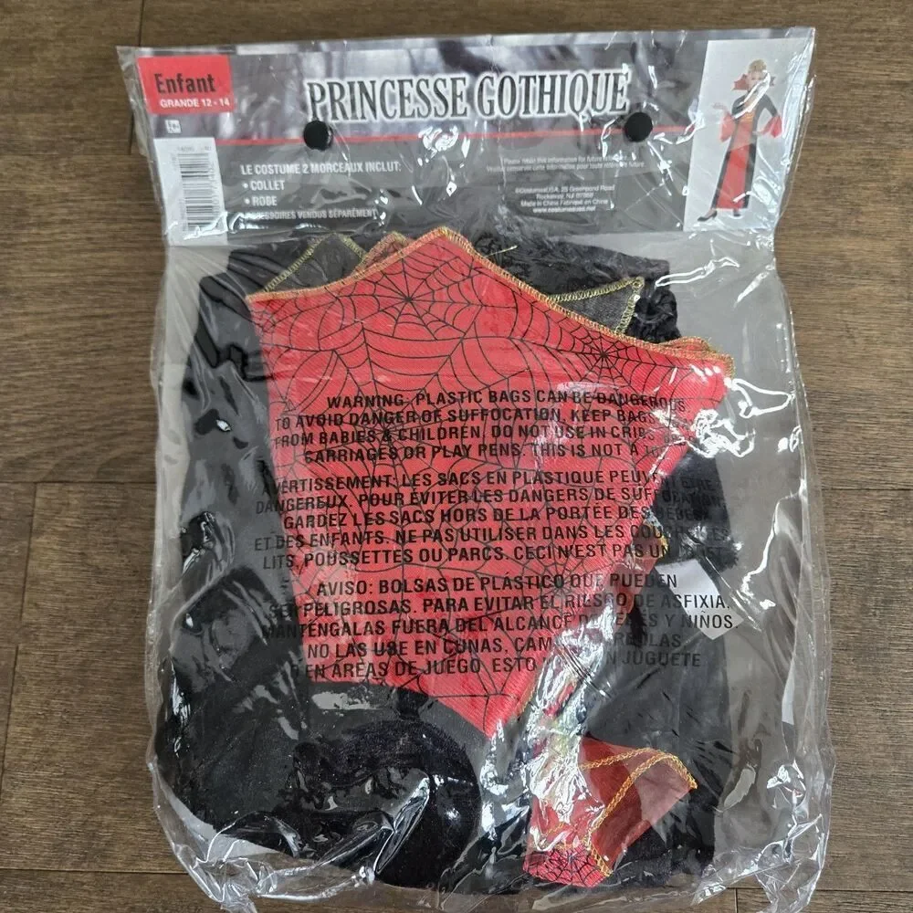Gothic Princess Kids Halloween Costume Large 12 14 Years Old Girls NWT